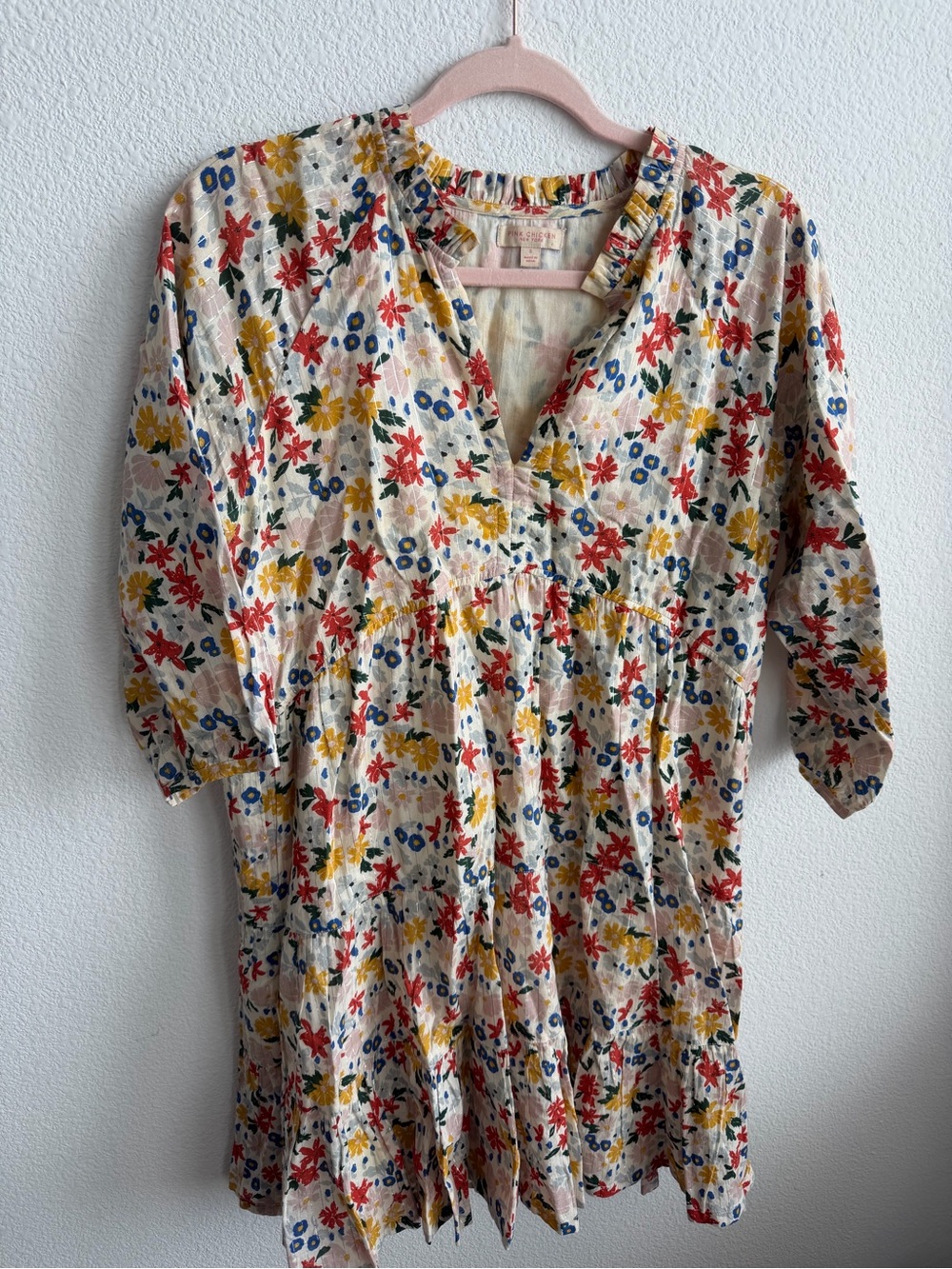 Pink Chicken Women’s Floral Dress Small Coquette Whimsy